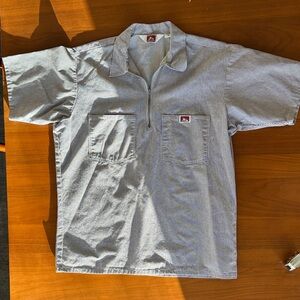 Ben Davis Pinstripe Blue and White 1/4 Zip Workshirt